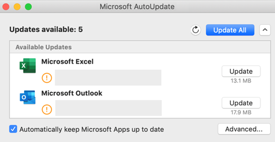 check for updates mac excel
